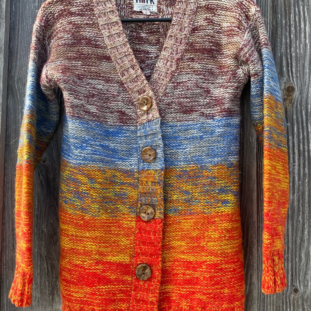Hark Vintage Rainbow Cardigan | Hip Length | Small